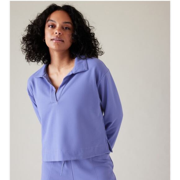 Athleta Tops - Athleta Retroterry Periwinkle Purple Johnny Collar Long Sleeve Pullover
